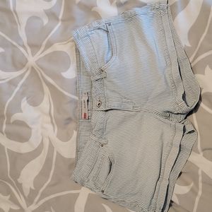 Levi light blue & white striped Jean shorts